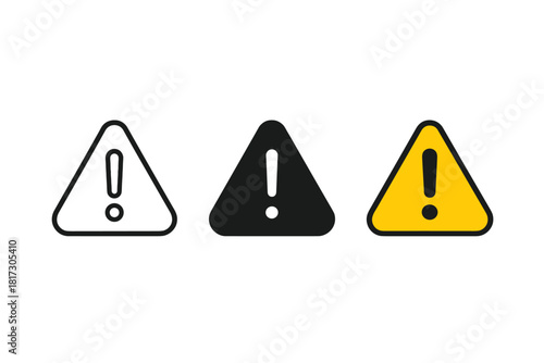 Minimal Warning Signs. Minimalist warning sign icon: three identical caution or warning signs in a row, first in line style with