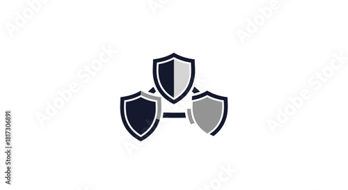 Abstract Concept of Security and Protection Depicted by Geometric Shields Connection