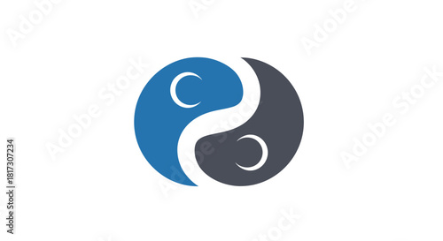 Abstract Conceptual Yin and Yang Symbol Representing Harmony and Balance on White