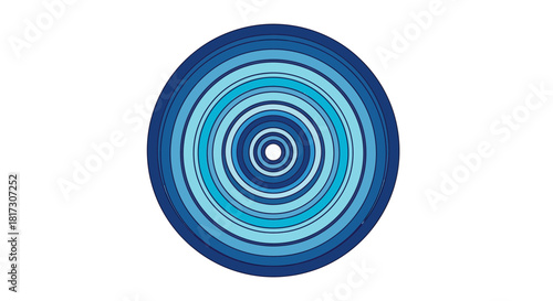Abstract Concentric Rings: A Modern Artistic Design in Blue Shades on White