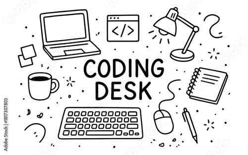 Minimalist desktop workspace with laptop and office essentials for coding