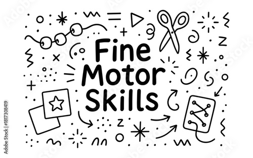 Fine motor skills activities: creative doodle style elements for kids