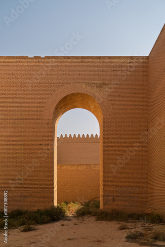 Walls of reconstructed Babylon in modern day Iraq