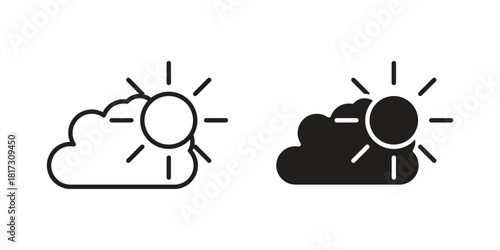 Partially cloudy icon in line design. Simple icon vector