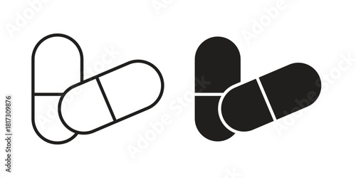 Pill icon in line design. Simple icon vector