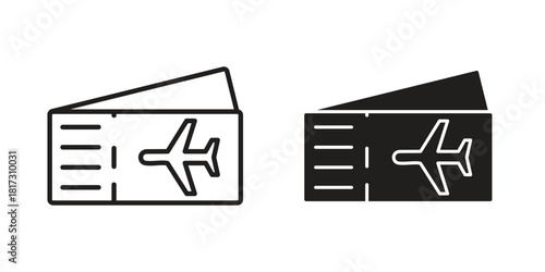 Plane Ticket icon in line design. Simple icon vector