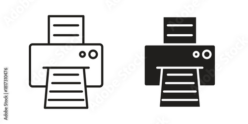 Print button icon in line design. Simple icon vector