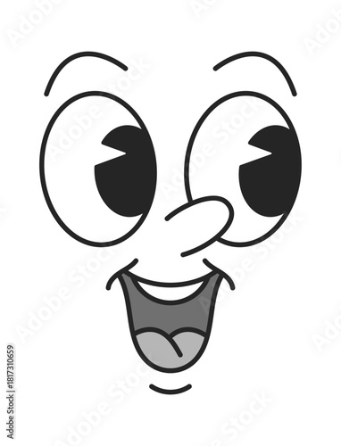 Curious surprised comic face emoticon