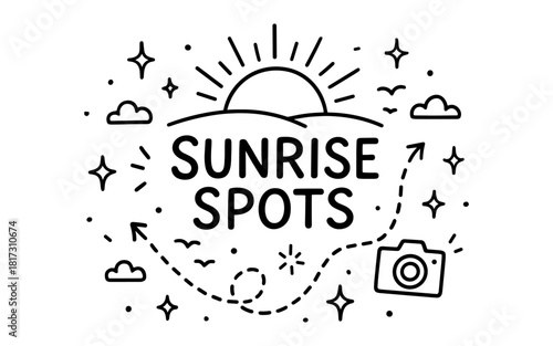 Exploring sunrise spots: minimalist travel journey with camera and nature elements