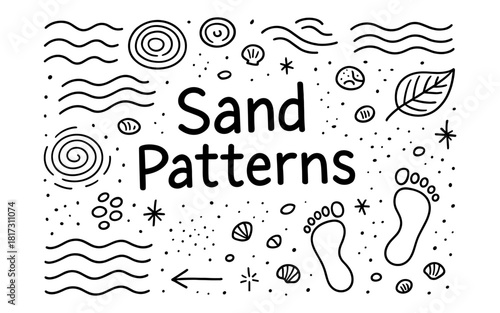 Sand patterns doodle design with spirals and waves for creative artistic projects