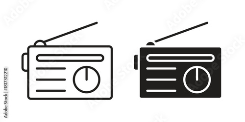 Radio icon in line design. Simple icon vector