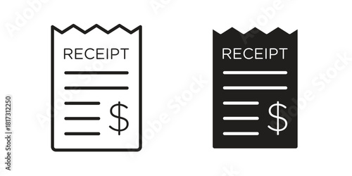 Receipt icon in line design. Simple icon vector