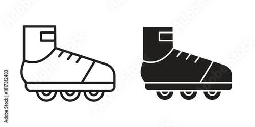 Roller skates icon in line design. Simple icon vector