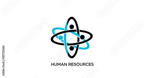 Abstract Corporate Logo Representing Human Resources, Teamwork, Cooperation, and Connection