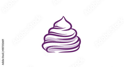 Abstract Creamy Frosting Design on White Background, Swirling Purple and White Logo