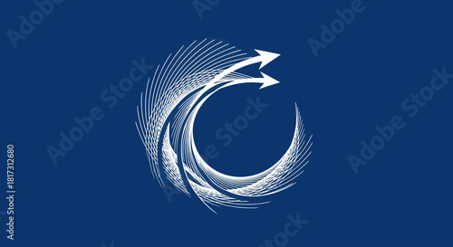 Abstract Digital Artwork Depicting Progress, Growth, and Movement on a Blue Backdrop