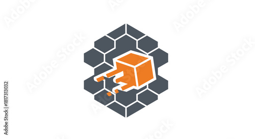 Abstract Digital Hand Gesturing Technology Icon Representing Information and Connection