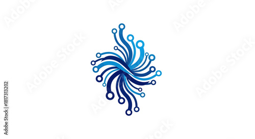 Abstract Digital Network Logo Representing Technological Advancement and Connectivity Design