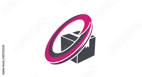 Abstract Delivery Logo Depicting Motion, Packaging, And Modern Digital Logistics