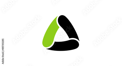 Abstract Delta Icon Green And Black, Symbolizing Connection in Clean Simple Modern Style