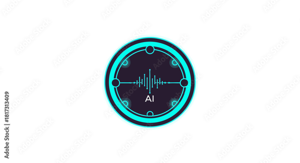 Fototapeta premium Abstract Digital AI Icon Representing Voice Processing and Technological Advancement
