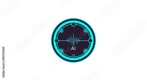 Abstract Digital AI Icon Representing Voice Processing and Technological Advancement