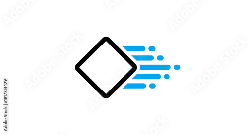 Abstract Dynamic Square Logo Design: High-Speed Movement, Communication And Technology