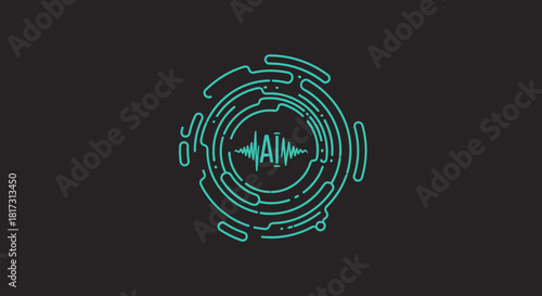 Abstract Digital AI Concept With Soundwave Representation, Minimalist Design Focus