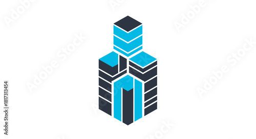 Abstract Digital Architecture Conceptualization Blue Grey Minimalist Geometric Design Icon