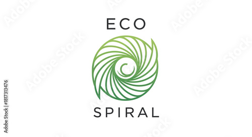 Abstract Eco Spiral Logo Design with Verdant Color Scheme on White Background