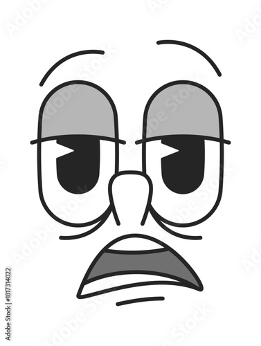 Dissatisfied bored comic face emoticon