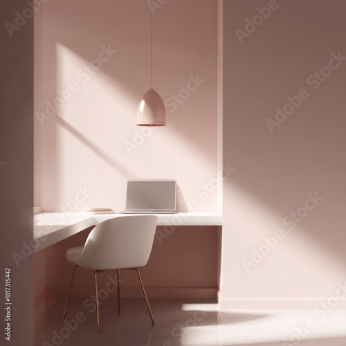 Wallpaper Mural Work from home design, minimalist colors, soft lighting, trending on Adobe Stock, perfect lighting Torontodigital.ca
