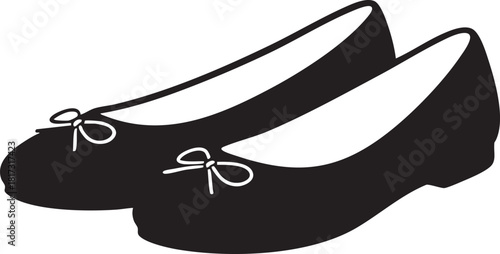 Isolated Classic Ballet Flat Shoes Silhouettes Stock Illustration of Minimal Women's Footwear