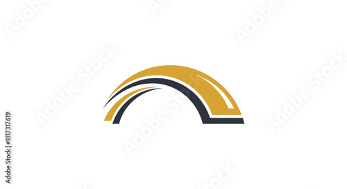 Abstract Elegant Archway Design with Gold and Black Elements on White Background