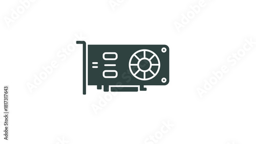 Print Single-Fan Graphics Card Hardware Icon Design Vector illustration