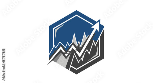 Abstract Financial Growth Concept with a Graph and Arrow in a Geometric Shape