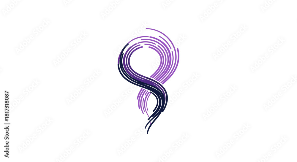 Fototapeta premium Abstract Elegant Wave Form In Purple And Navy Color On White Background