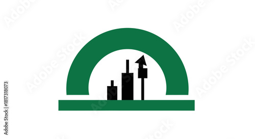 Abstract Financial Growth Symbolizing Markets And Progress With Green Arches
