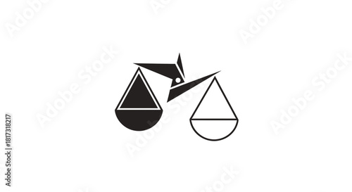 Abstract Emblem Representing Law, Justice, And Balance in Monochrome Style