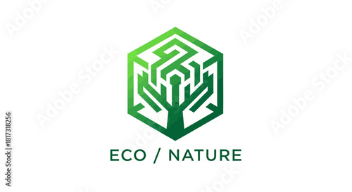 Abstract Environmental Logo Depicting Eco-Friendly Values and Sustainable Green Living Practices