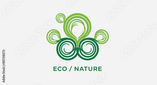 Abstract Environmental Logo with Swirling Green Design for Ecology and Nature Concepts