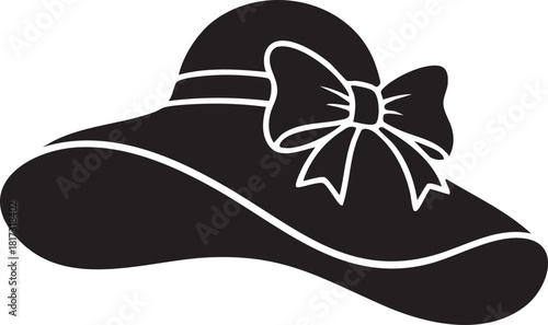 Isolated Glamorous Floppy Summer Hat Silhouettes Stock Illustration of Wide Brim Beach Accessory