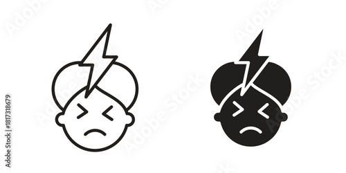 Headache icon on white background. Stock vector icon
