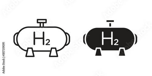 Hydrogen gas tank icon on white background. Stock vector icon