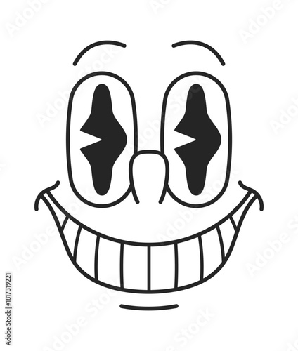 Funny comic face groovy character