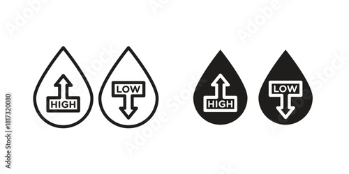Low and high cholesterol icon on white background. Stock vector icon