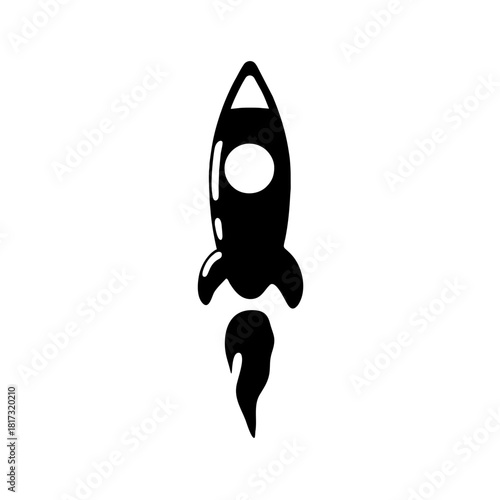 Cartoon illustration vector design of a rocket spaceship symbol or icon in space