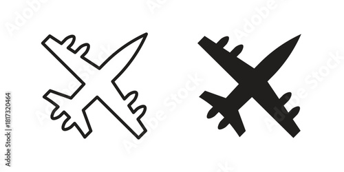 Military aircraft icon on white background. Stock vector icon