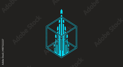Abstract Geometric Ascent Illustration Featuring a Modern Minimalist Space Travel Concept