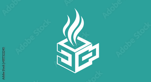 Abstract Geometric Beverage Cup Logo In Modern Design With Green Background